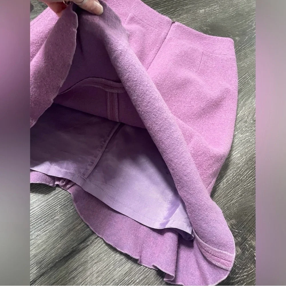 Vintage Wool Fluted Tulip Skirt Pockets Lavender Purple size Small - Picture 5 of 6